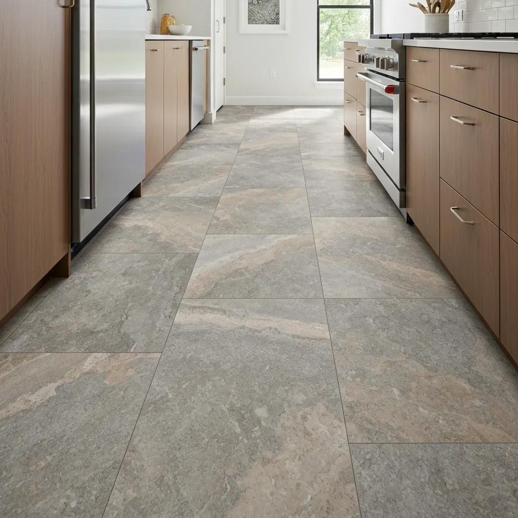 Modern kitchen fitted with luxury vinyl tile — showing realistic timber look and practical performance