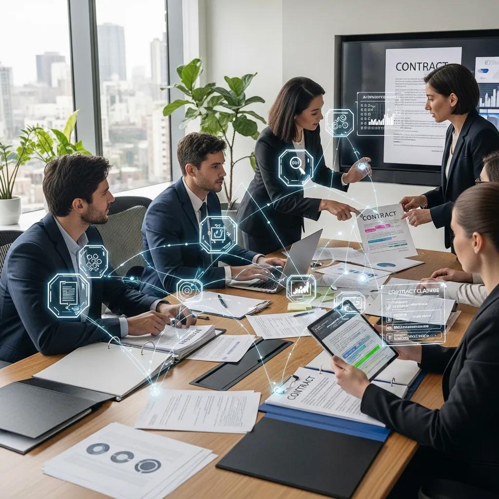 Dynamic representation of AI enhancing contract management efficiency Représentation dynamique de l’IA améliorant l’efficacité de la gestion des contrats