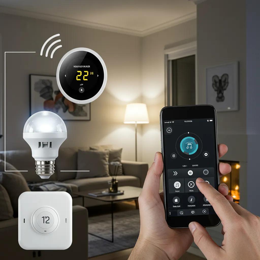 Modern smart home setup with smart lighting and automation devices, highlighting convenience and technology