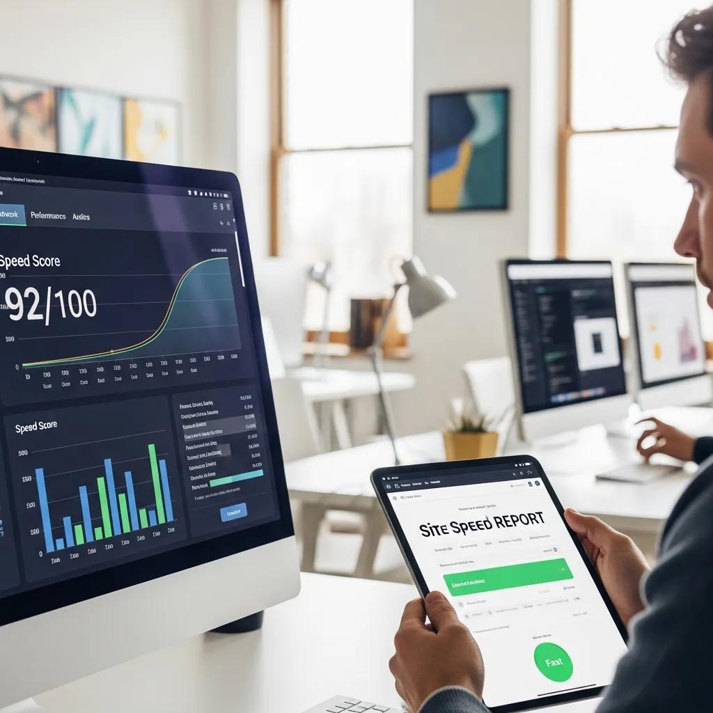 Monitoring website performance metrics on a computer and tablet