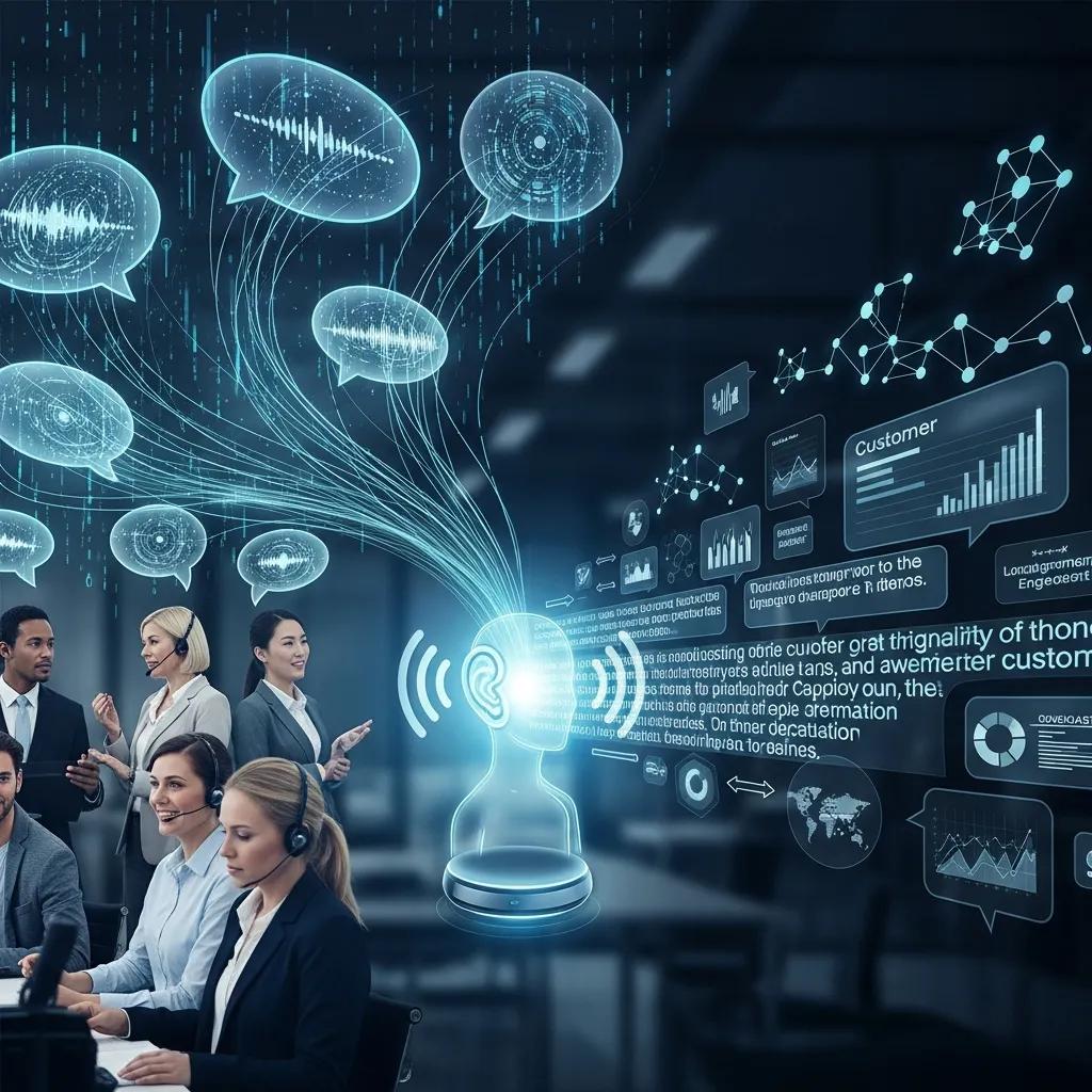 Natural language processing visualizing AI interpreting commands and generating responses in sales