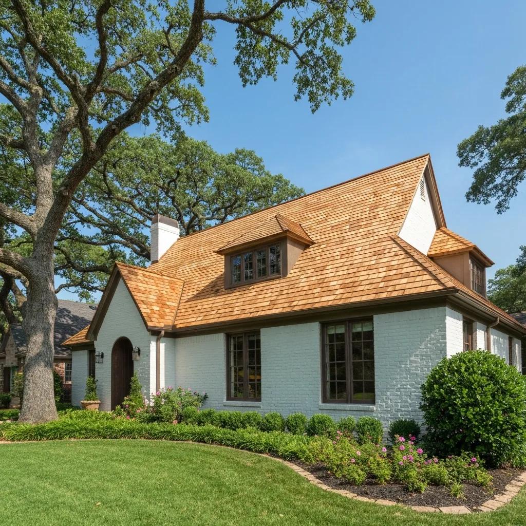 New wood roof recently installed on a Kansas City home, showing neat craftsmanship and curb appeal