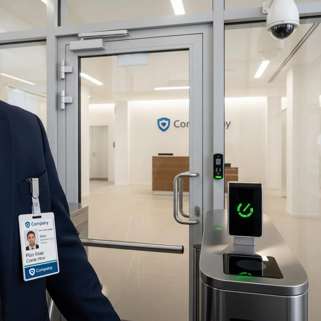 Person using a security badge to enter an office — highlighting physical access risks