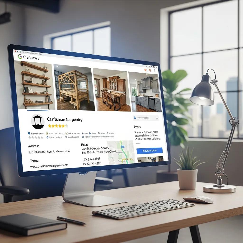 Example Google Business Profile for a carpentry business showing key contact details and photos