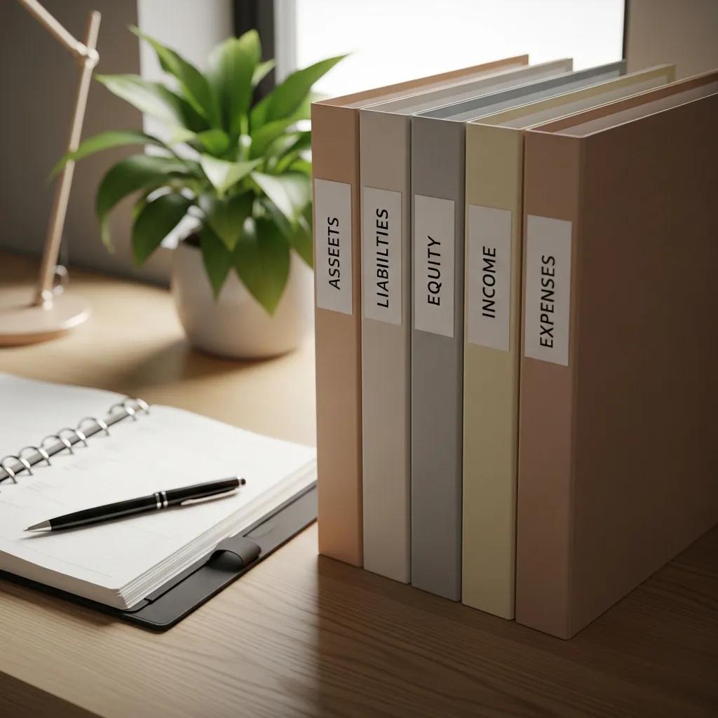Neatly labeled folders illustrating common small-business account types