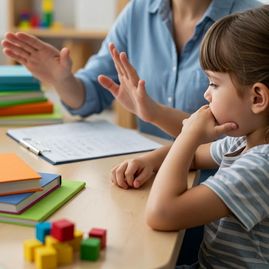 Parent actively listening to child at a table, showcasing core principles of active listening and emotional engagement
