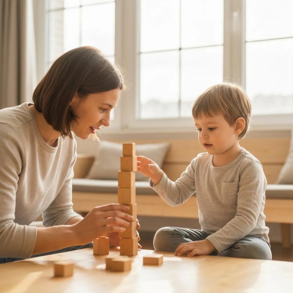 Parent and child building a block tower together, symbolizing resilience in young children