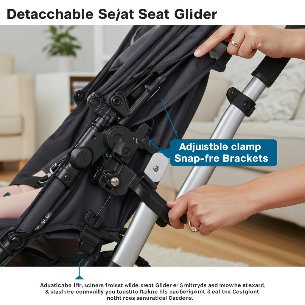 Parent easily attaching the Detachable Seat Glider Stroller to their stroller using the tool-free mechanism