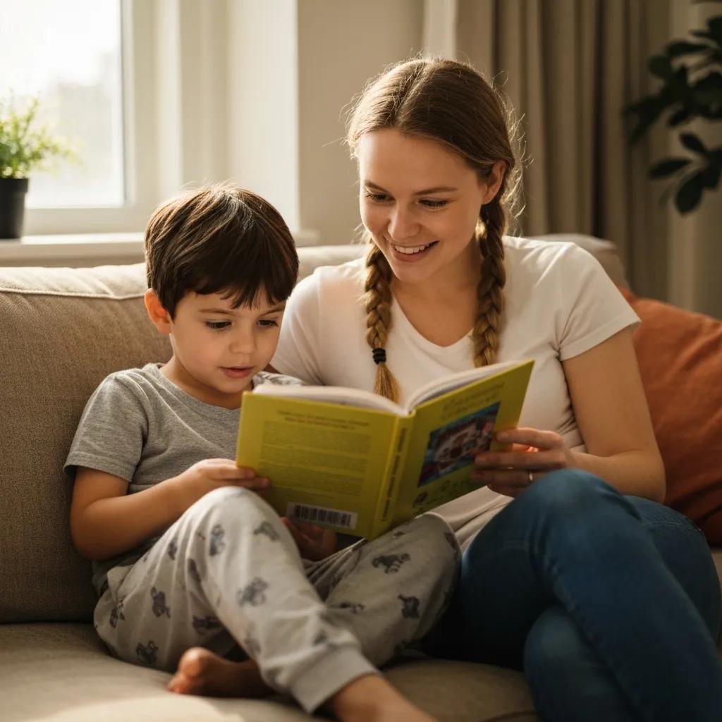 Parent reading to toddler in a colorful playroom, highlighting early childhood learning
