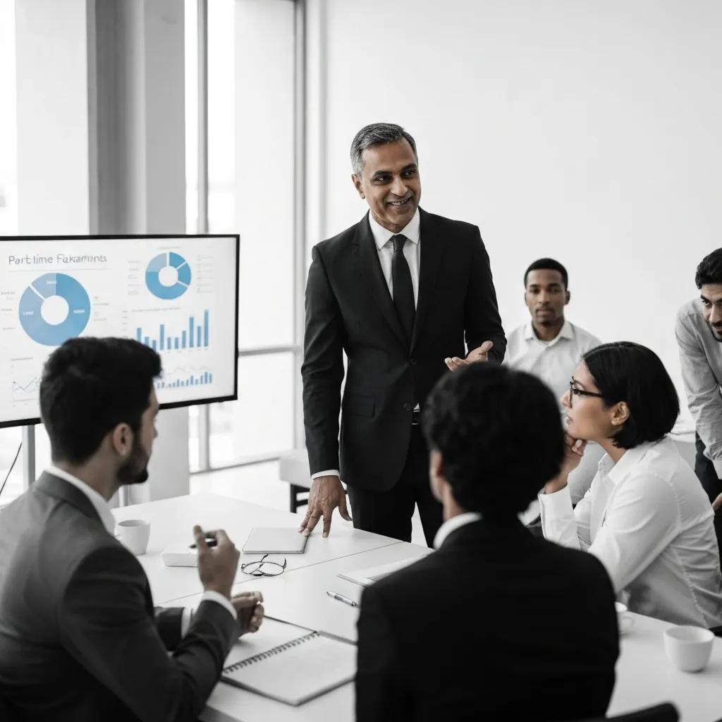 Fractional CFO presenting financial forecasts to a small business team