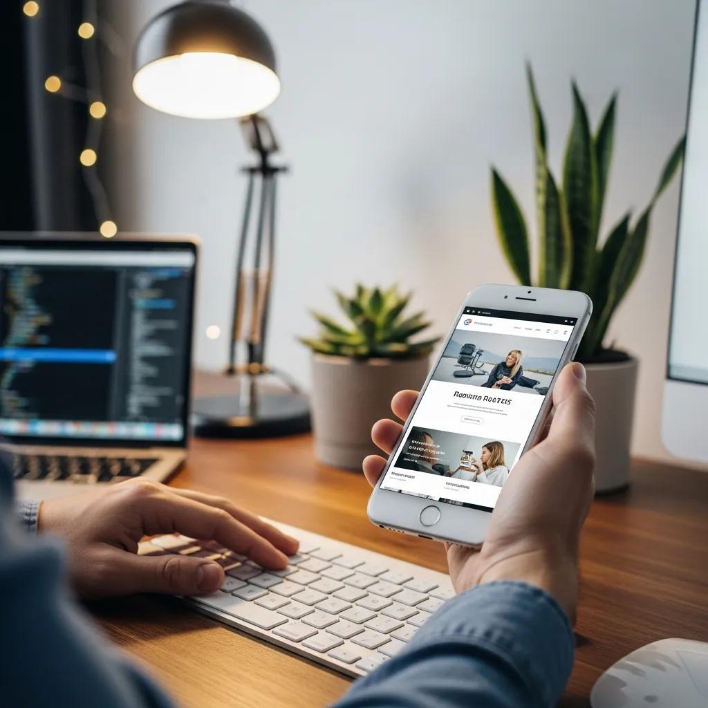 A smartphone displaying a fast, mobile-friendly website to demonstrate performance and responsive design