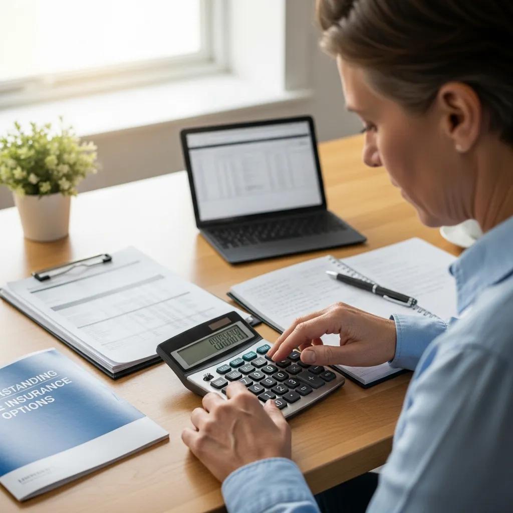 Person using a calculator and financial documents to estimate life insurance needs