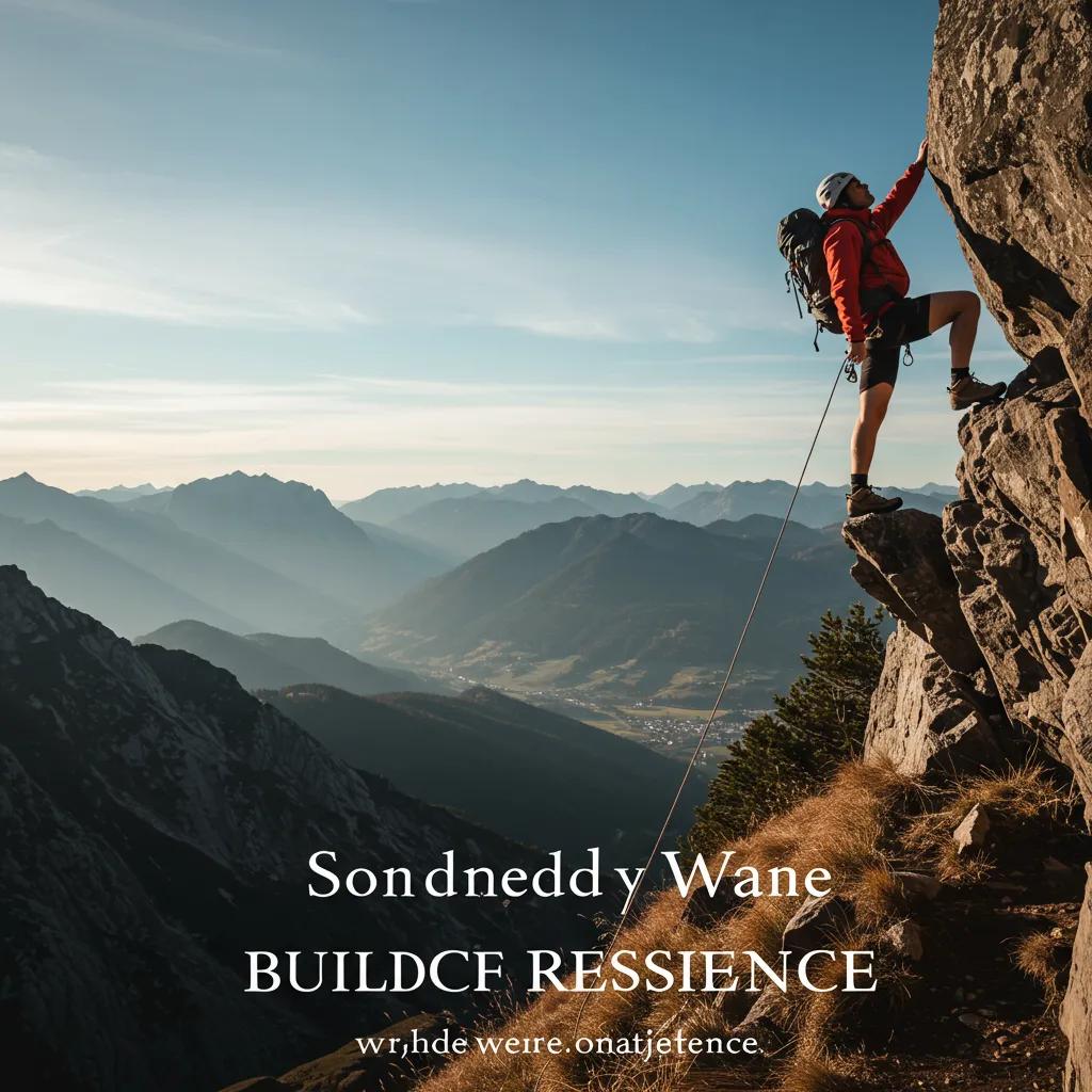 Person climbing a mountain, symbolizing the journey of building resilience for mental wellness Person climbing a mountain, symbolizing the journey of building resilience for mental wellness