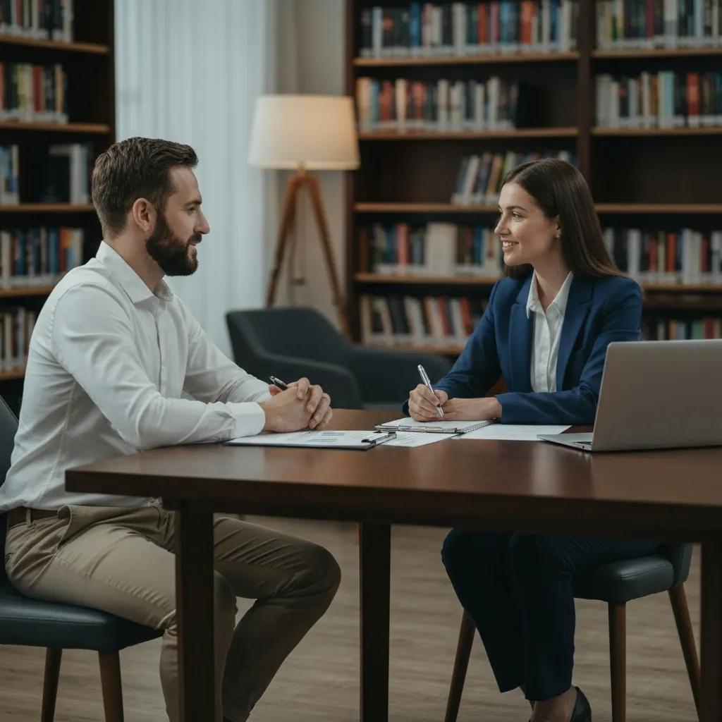 Person consulting with a financial advisor about debt consolidation, illustrating the process of credit improvement