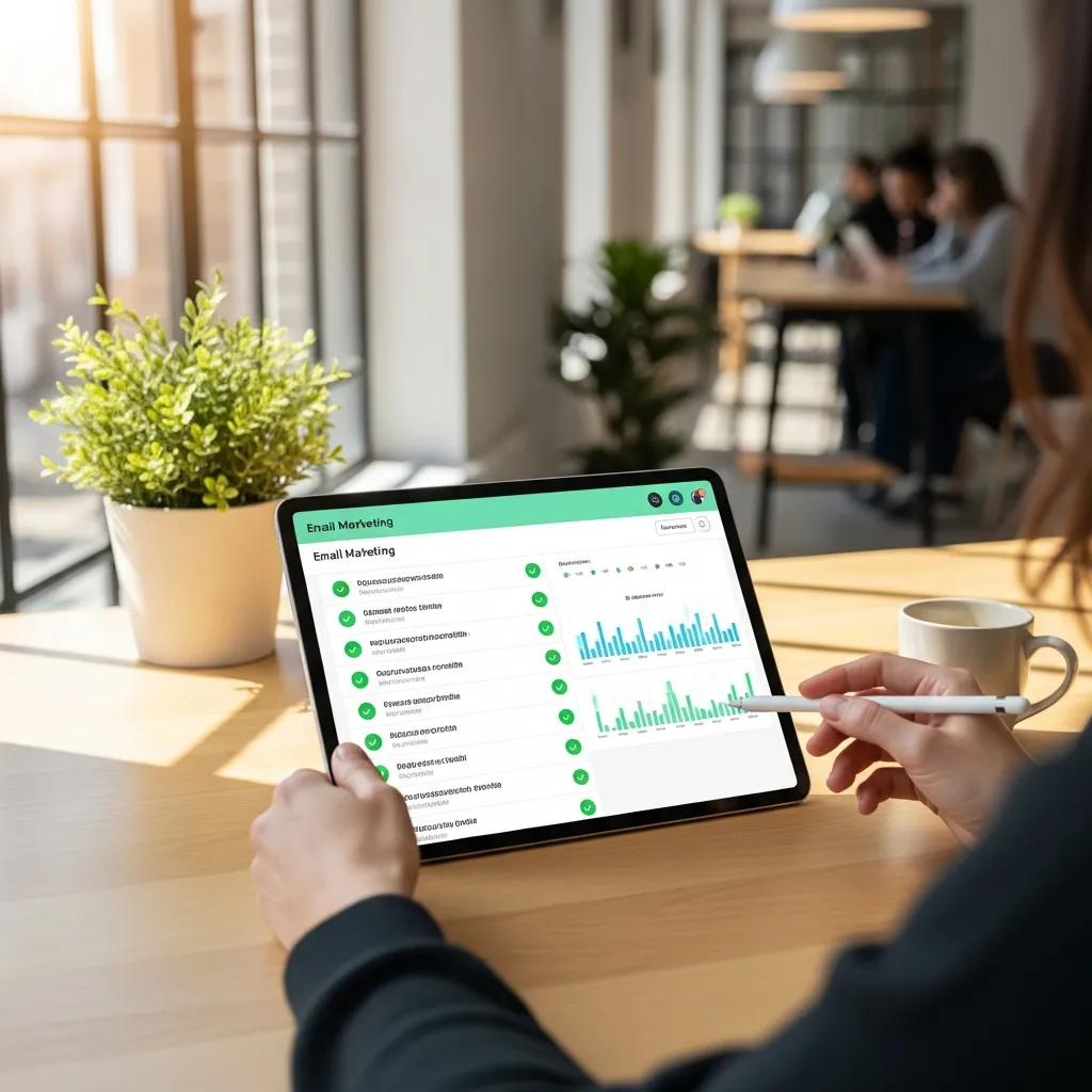 Person managing an email list on a tablet, illustrating list hygiene best practices