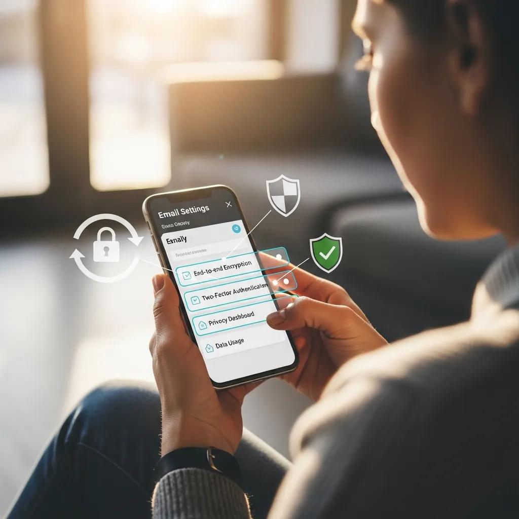 Person reviewing email privacy settings on a smartphone, highlighting best practices