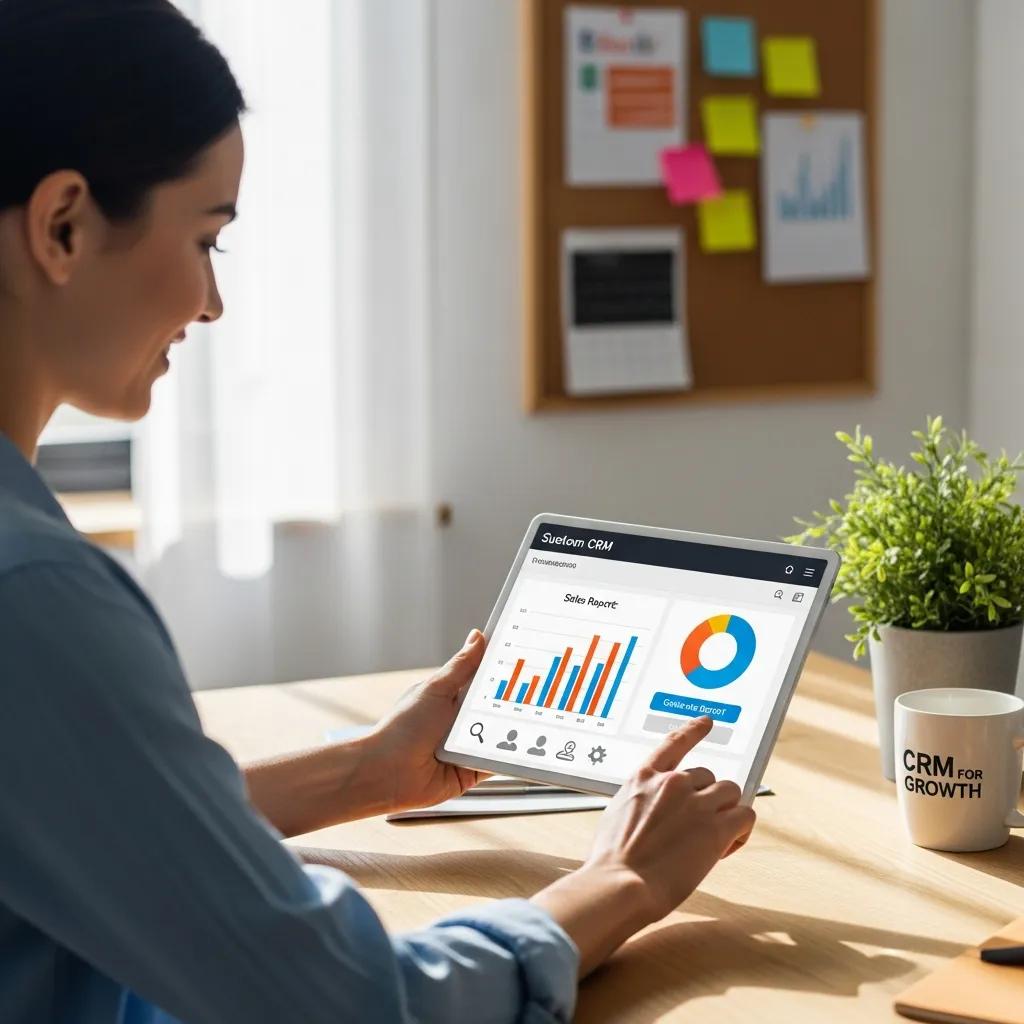 Person using custom CRM interface to enhance marketing outcomes for small businesses Person using custom CRM interface to enhance marketing outcomes for small businesses