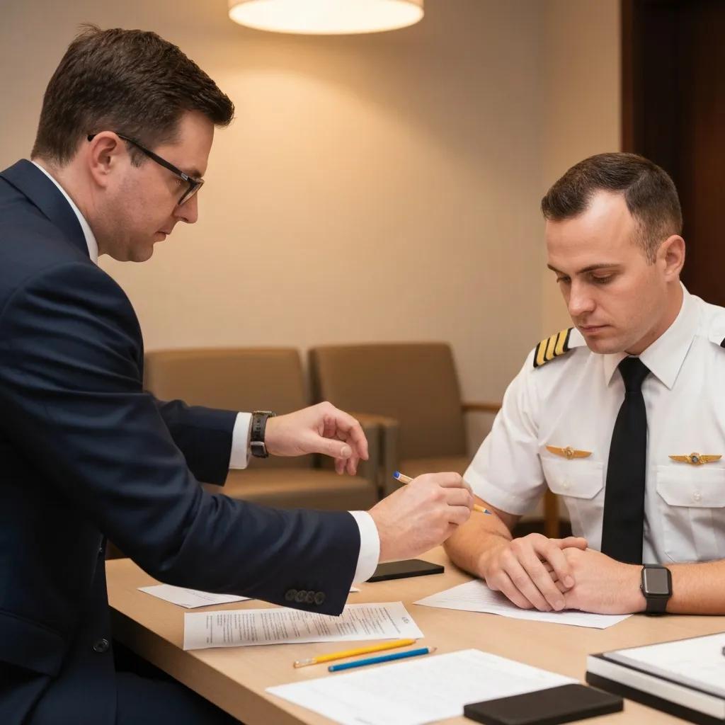 Pilot undergoing a cognitive assessment with a clinician in a professional setting