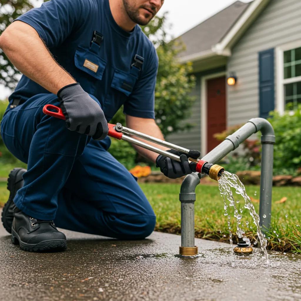 Plumber addressing a burst pipe emergency, showcasing the urgency and importance of quick plumbing responses