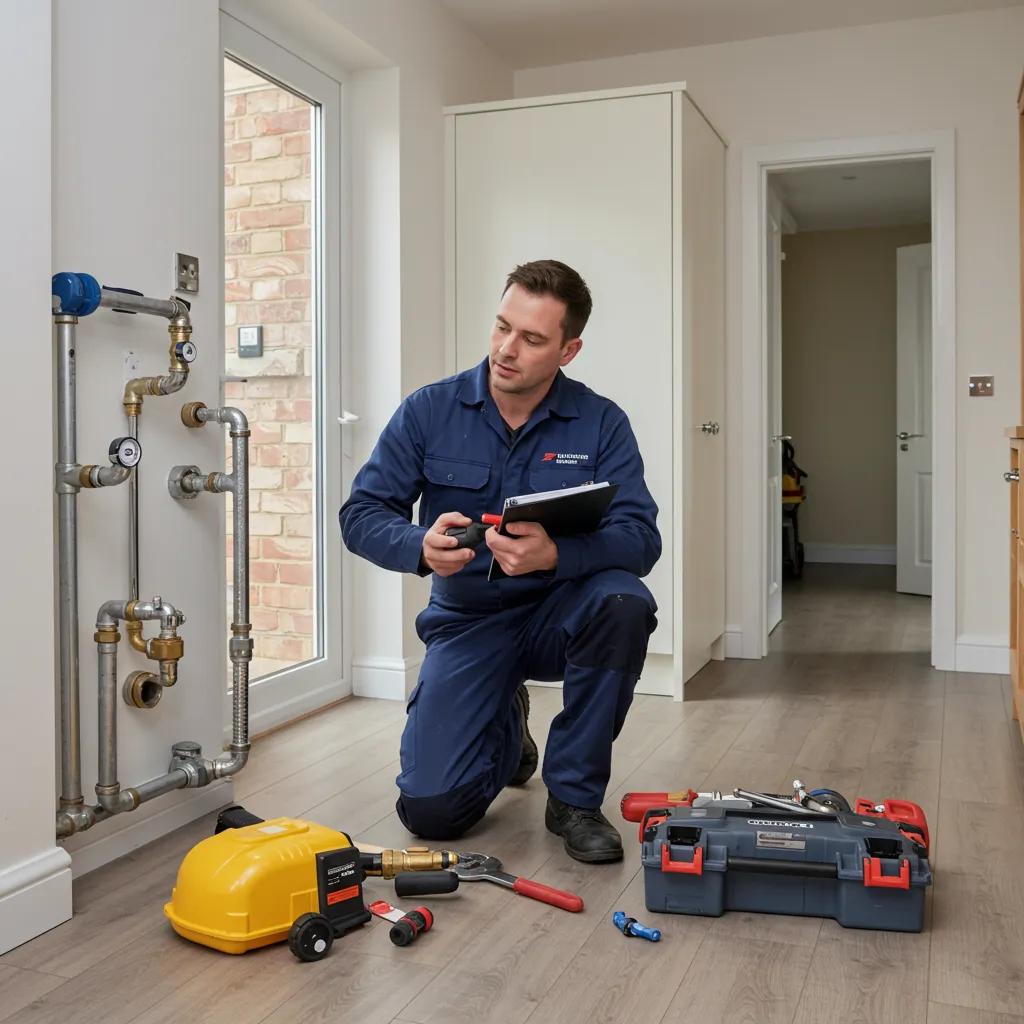 Plumber working in a Cardiff home, showcasing plumbing services and expertise
