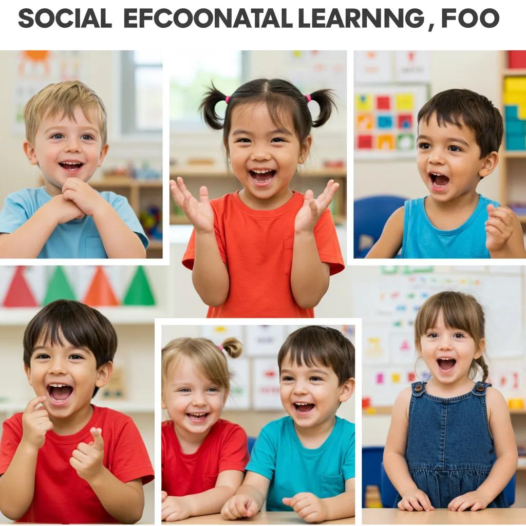 Preschoolers participating in activities that demonstrate the benefits of social emotional learning