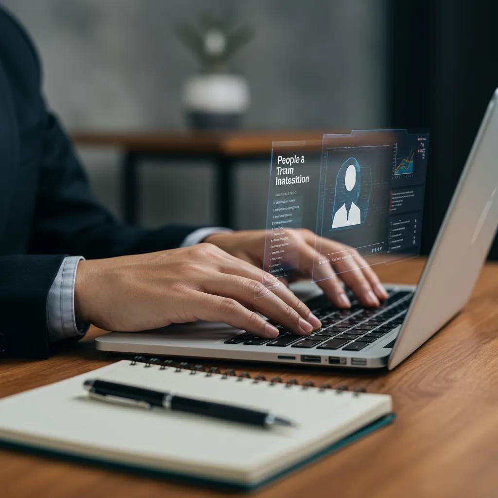 Private investigator using a laptop for people tracing in Southampton