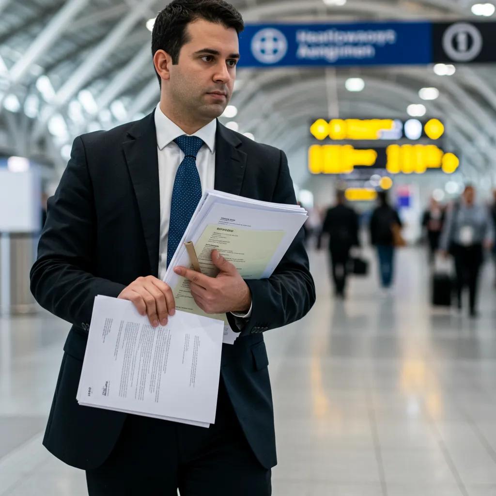 Process server delivering legal documents at Heathrow Airport — dependable, discreet and court-ready