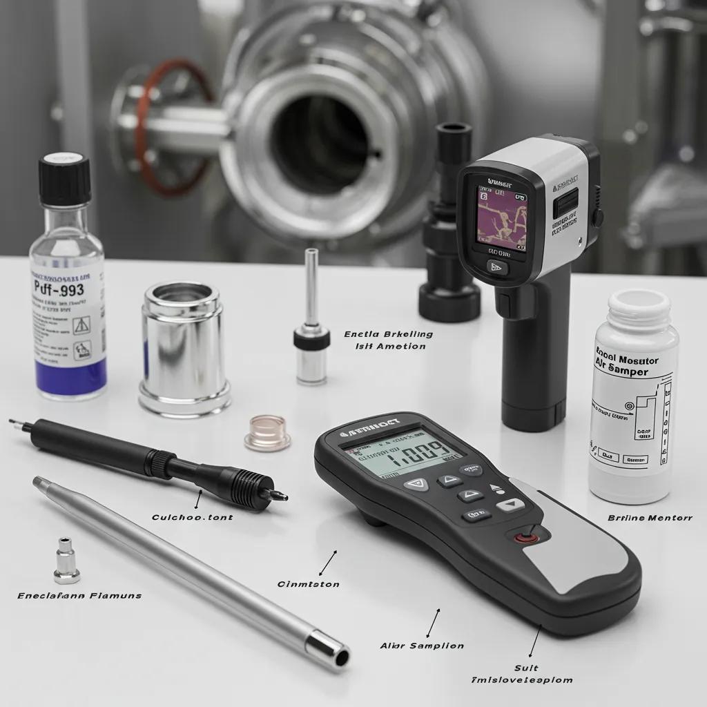 Professional assessment tools for puff back damage evaluation, including borescope and infrared camera