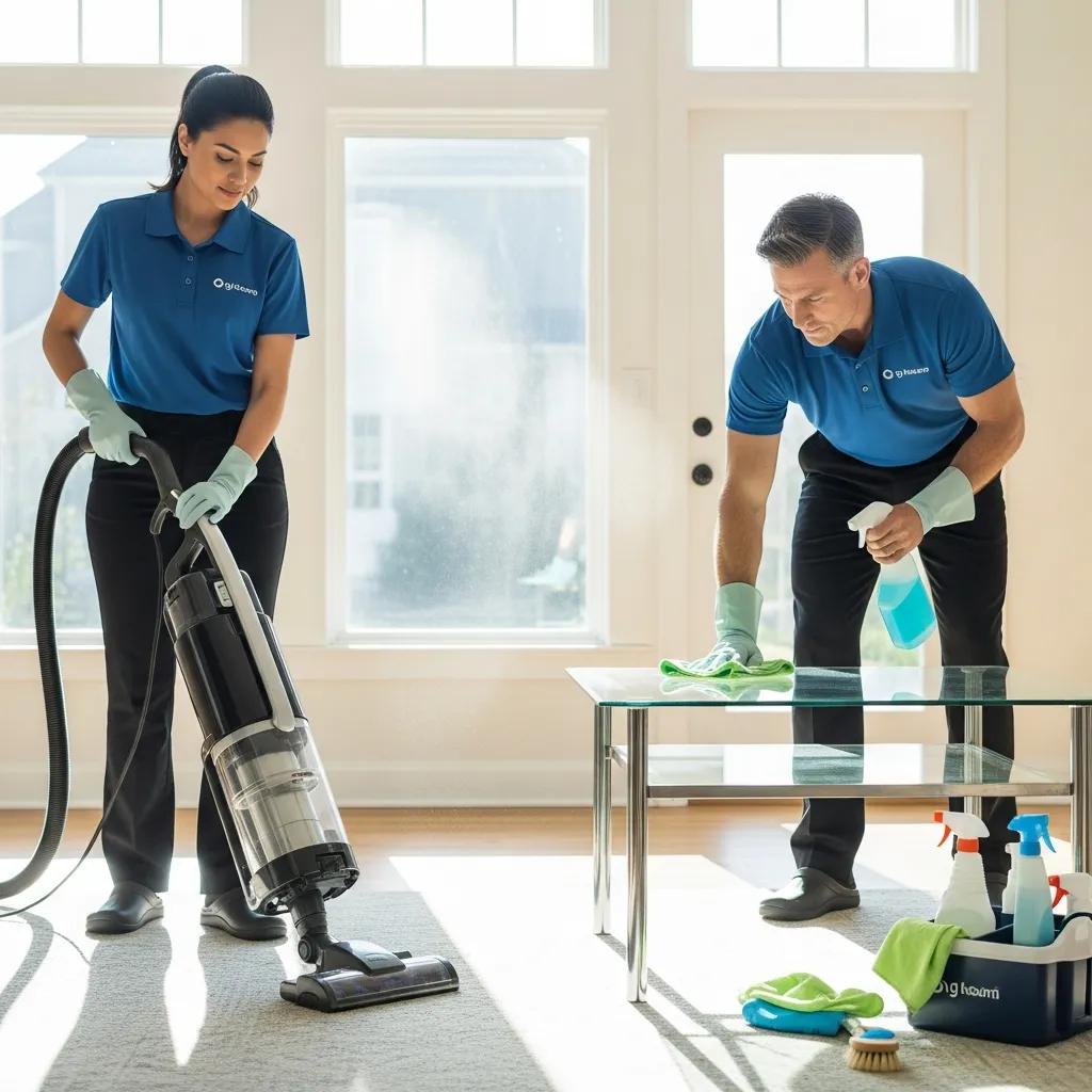 Professional cleaners performing a move-out service
