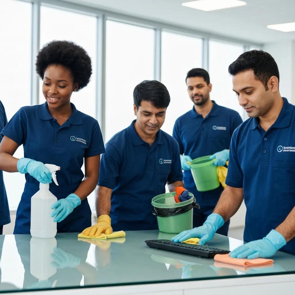 Local cleaning team using eco‑friendly products in a modern Currimundi office