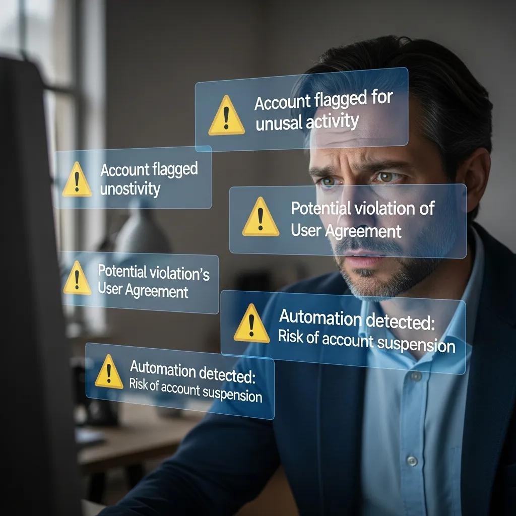 Professional concerned about LinkedIn automation risks in an office