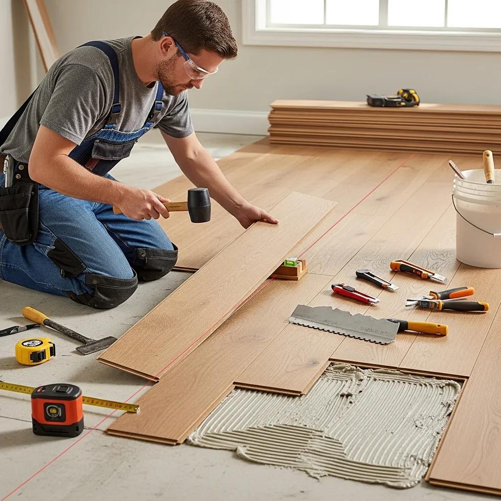 Installer demonstrating correct subfloor preparation and installation