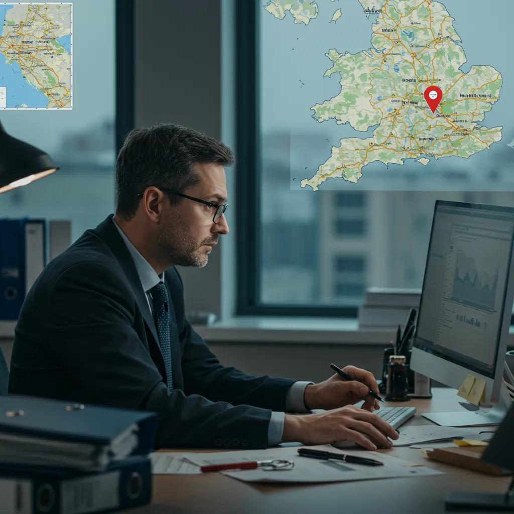 Professional investigator analyzing data for people tracing in the West Midlands