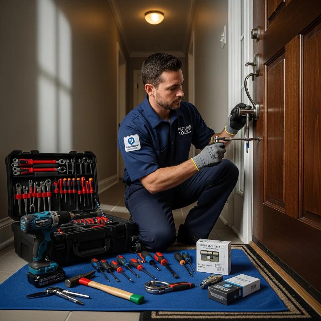MTL Door Pro technician fitting a high-security lock on a residential door — dependable service and expert installation