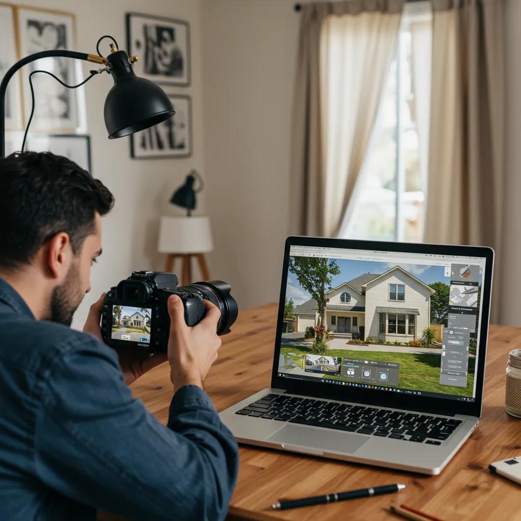 Professional photographer capturing a home for virtual tours