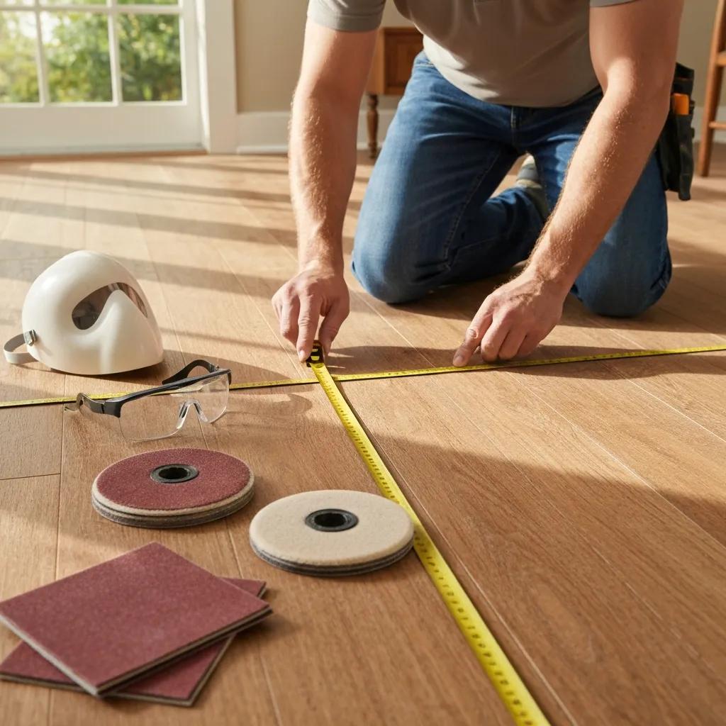Tradesperson preparing a subfloor before fitting — correct prep avoids many failures