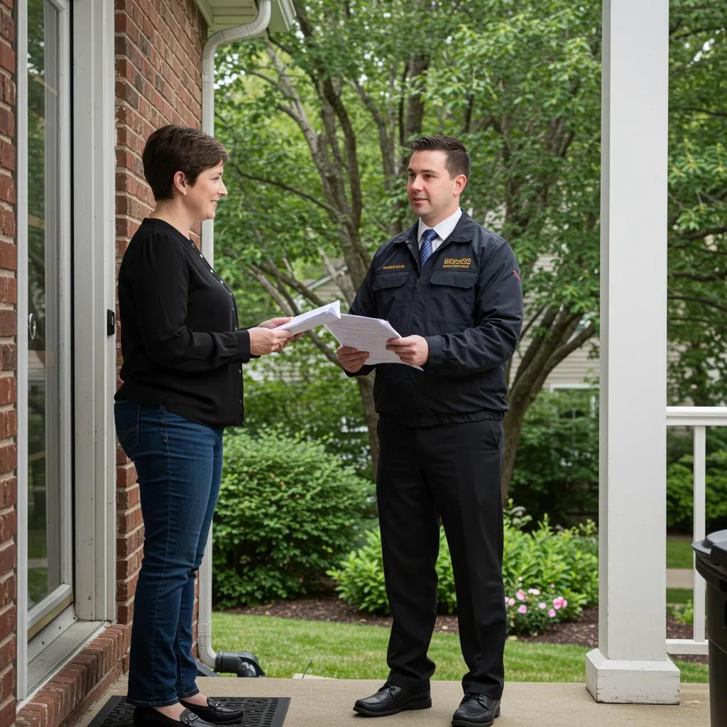 Professional process server delivering legal documents in Bedford