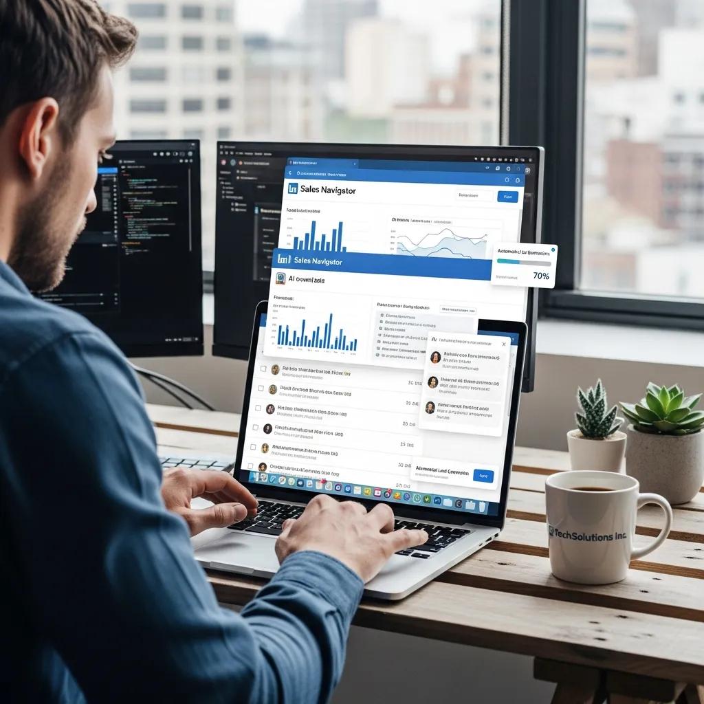 Person working on a laptop illustrating automated LinkedIn lead generation