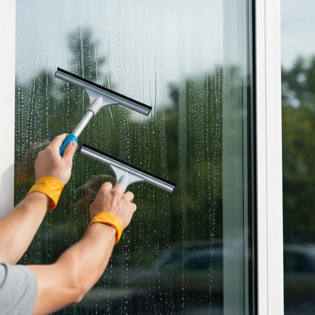 Close-up of a technician using an S‑stroke squeegee motion for streak‑free results