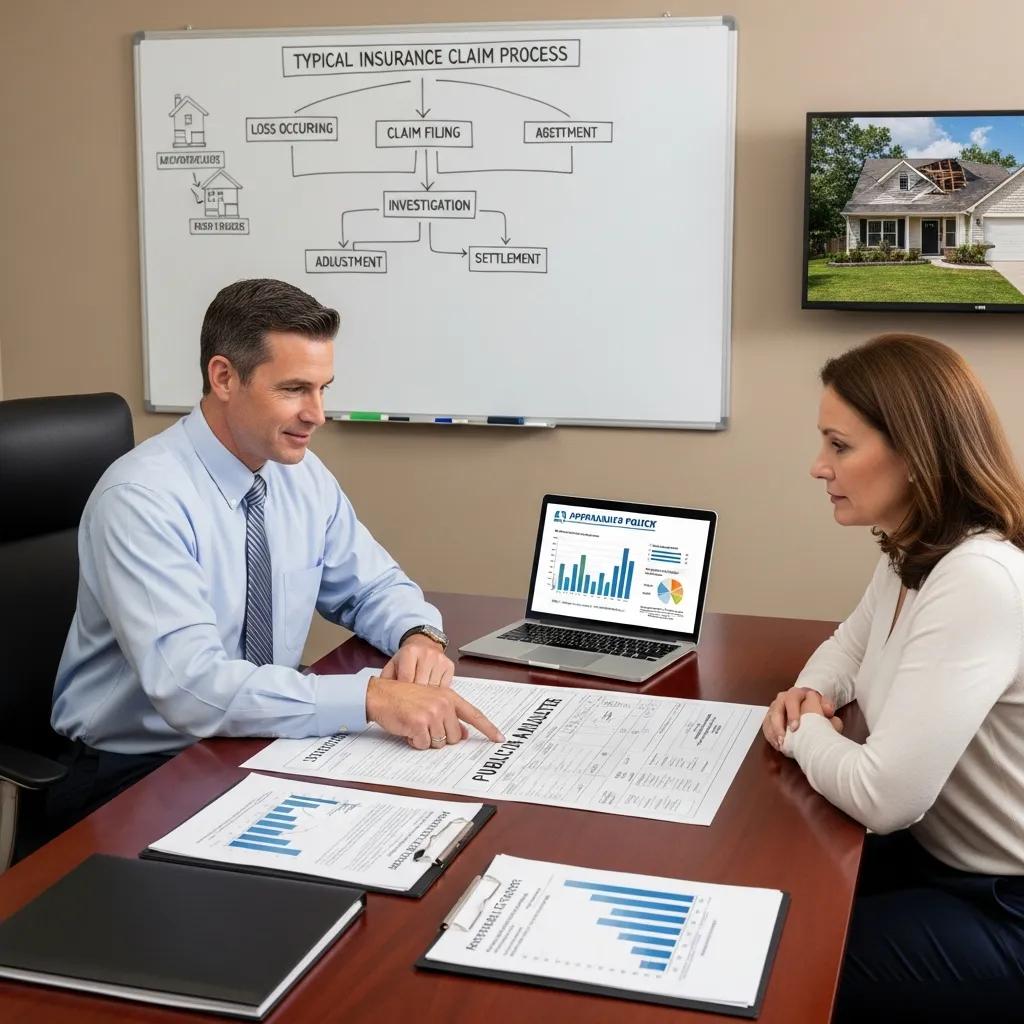 Public adjuster helping a property owner document an insurance claim Public adjuster helping a property owner document an insurance claim