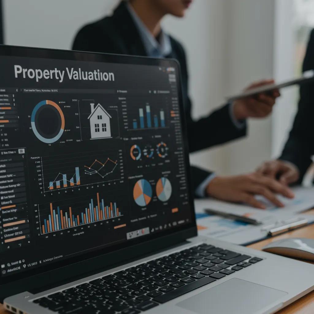 Real estate professional using AI valuation data to advise a client Real estate professional using AI valuation data to advise a client