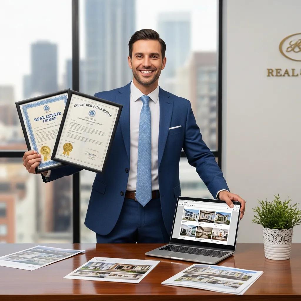Real estate agent showcasing their credentials and licensing