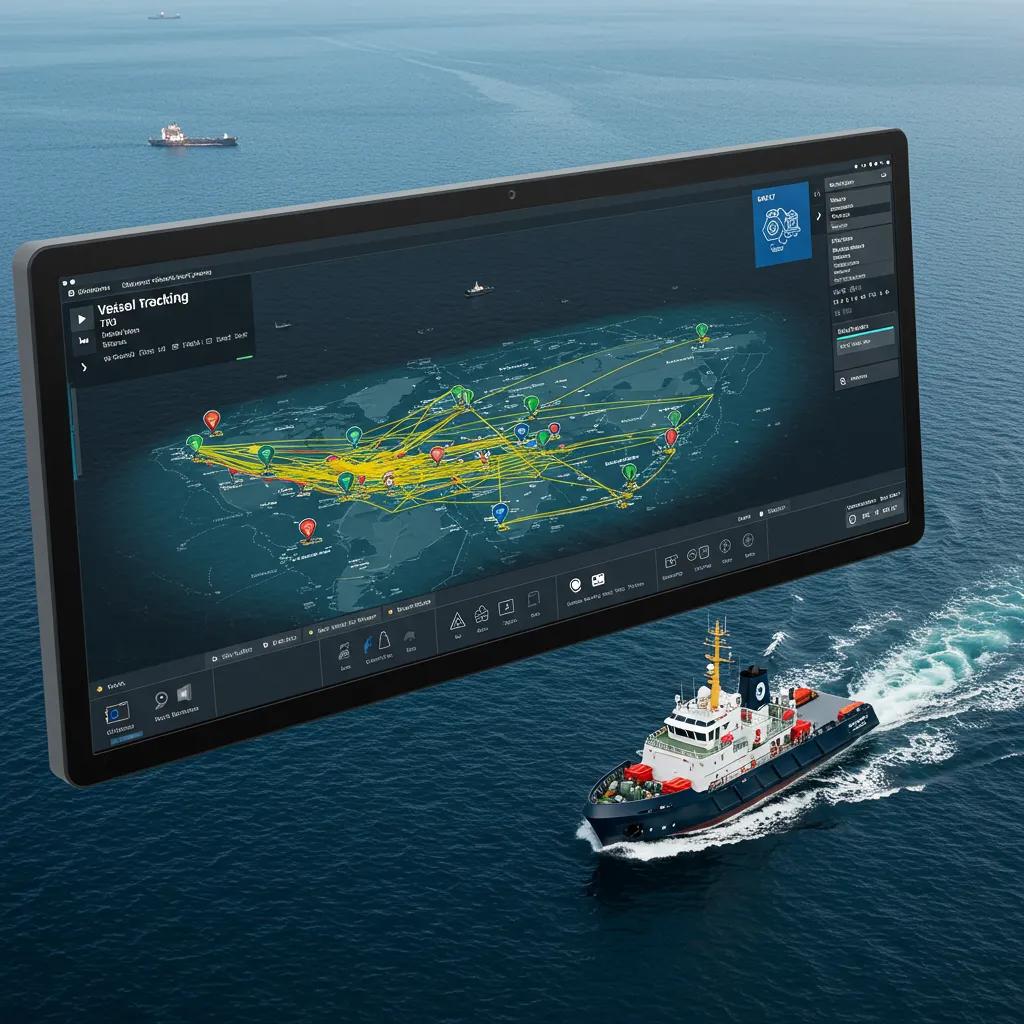 An intuitive real-time vessel tracking system interface, clearly displaying multiple vessels on a digital map.