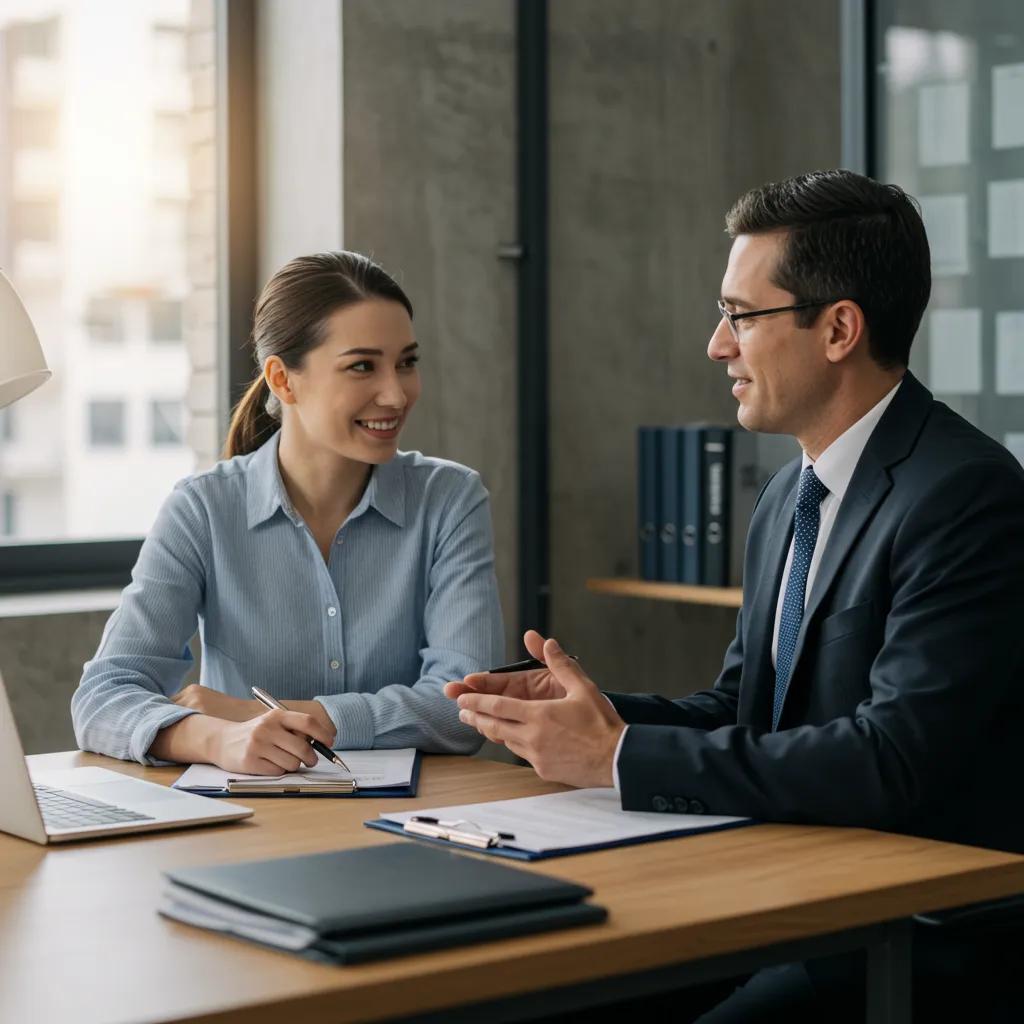 Client meeting with a Bluemoon professional — discussing a successful process serving outcome