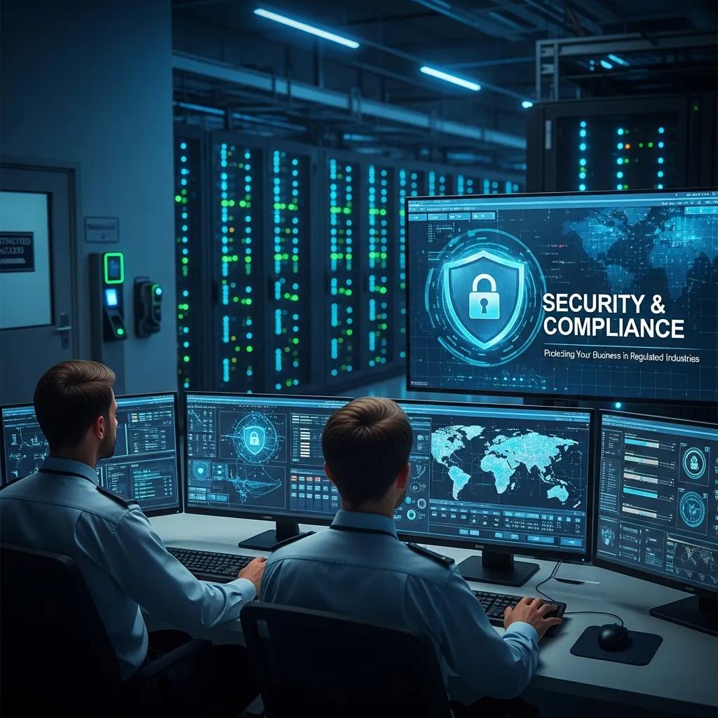 Secure data center environment highlighting cloud security and compliance measures