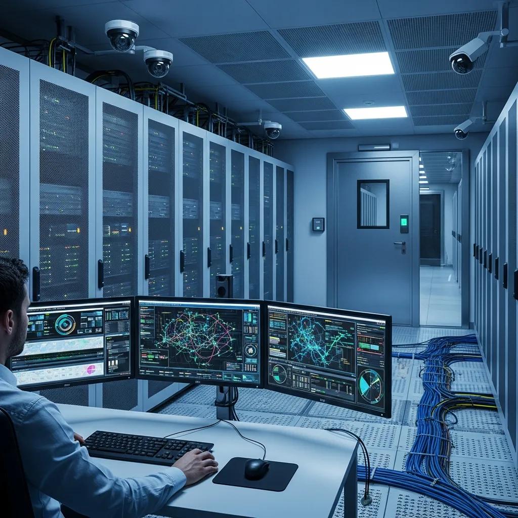 Secure server room showcasing advanced managed IT security technology