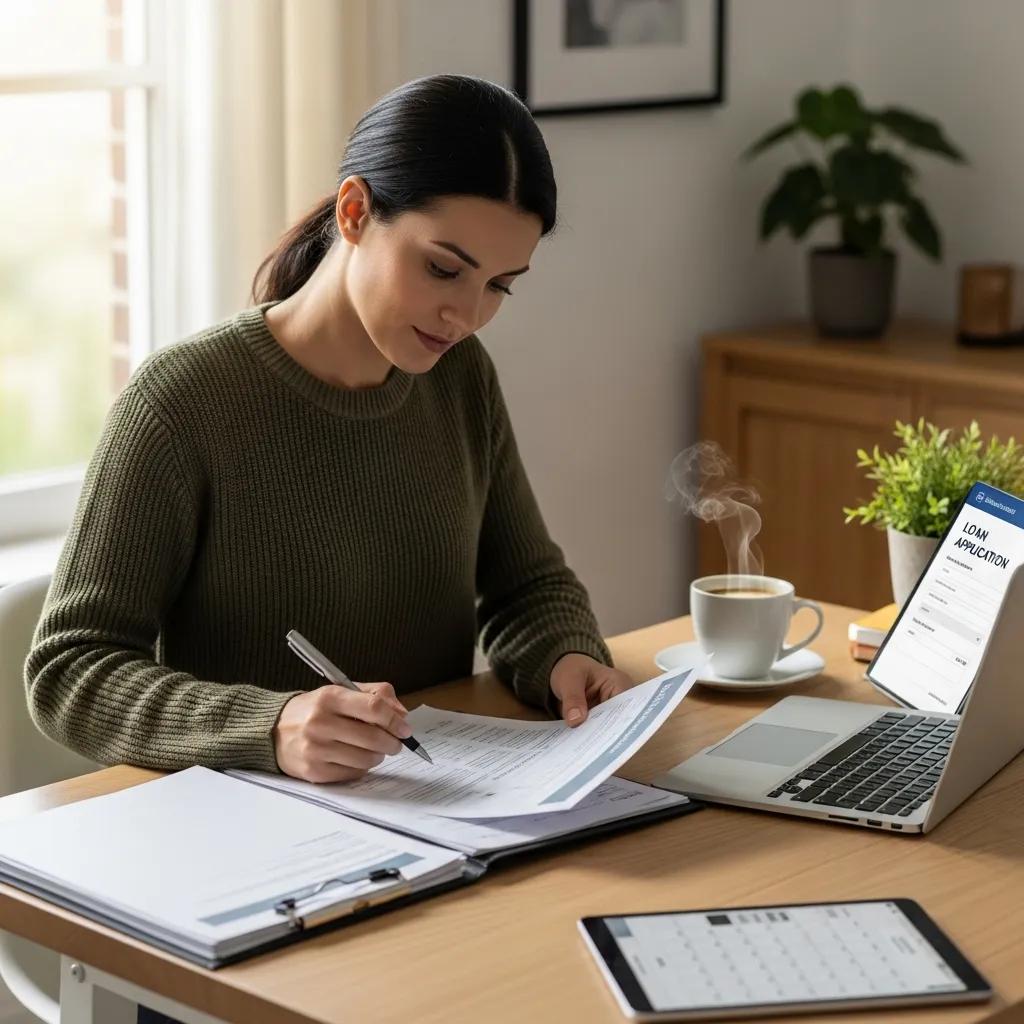 Preparing loan documents and financial records on a desk