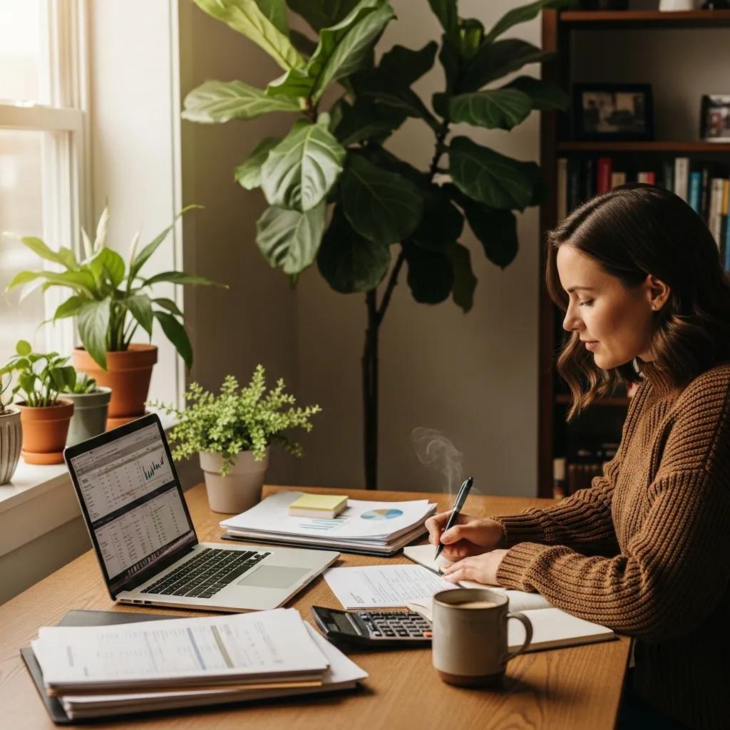 Small business owner reviewing financial documents