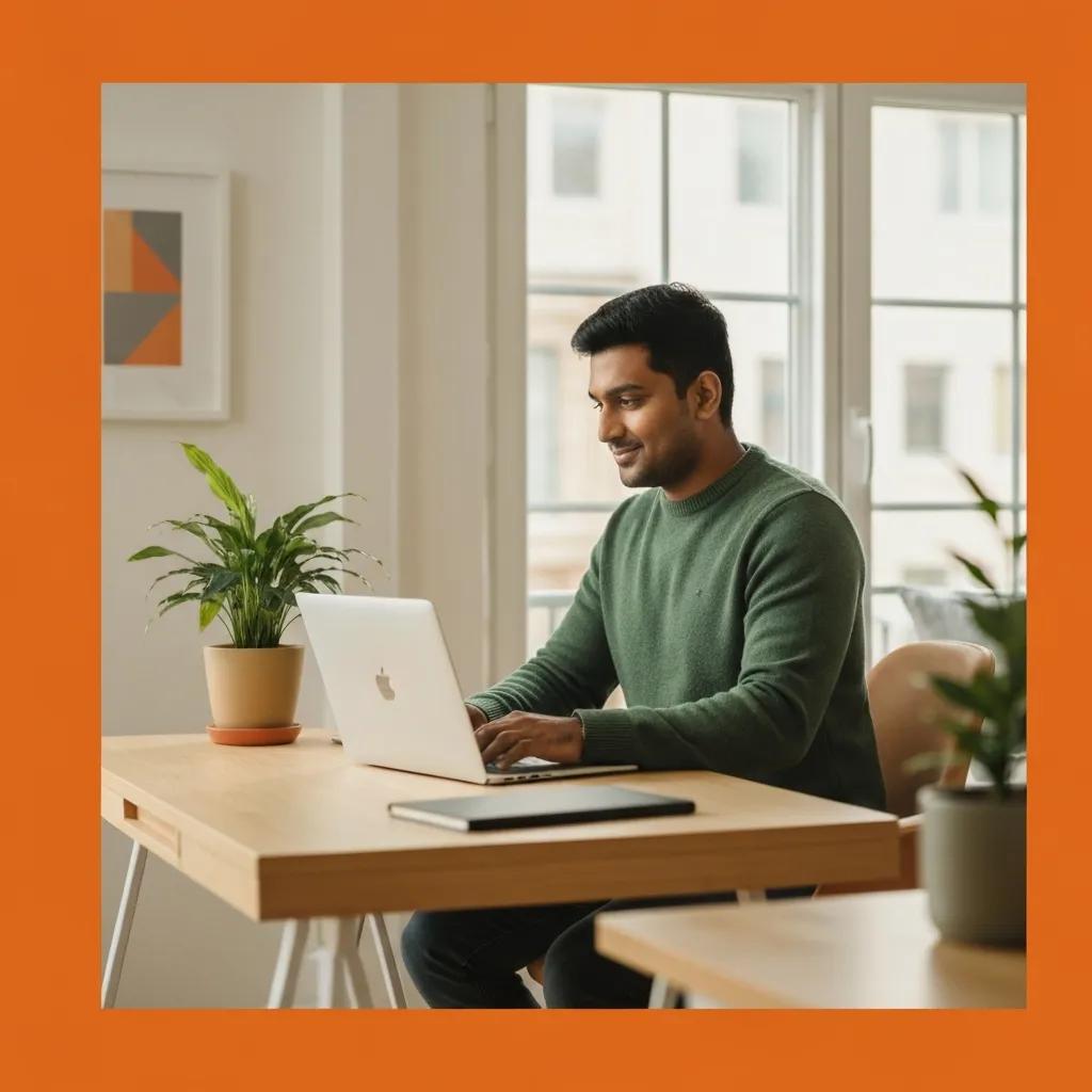 Propietario de pequeña empresa trabajando en servicios de outsourcing en una oficina acogedora