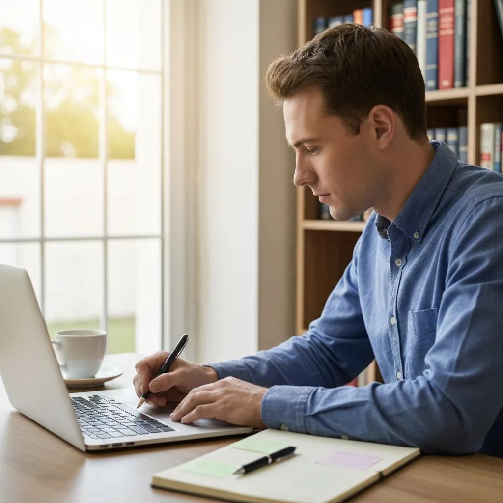 Founder completing a microloan application on a laptop with business papers nearby